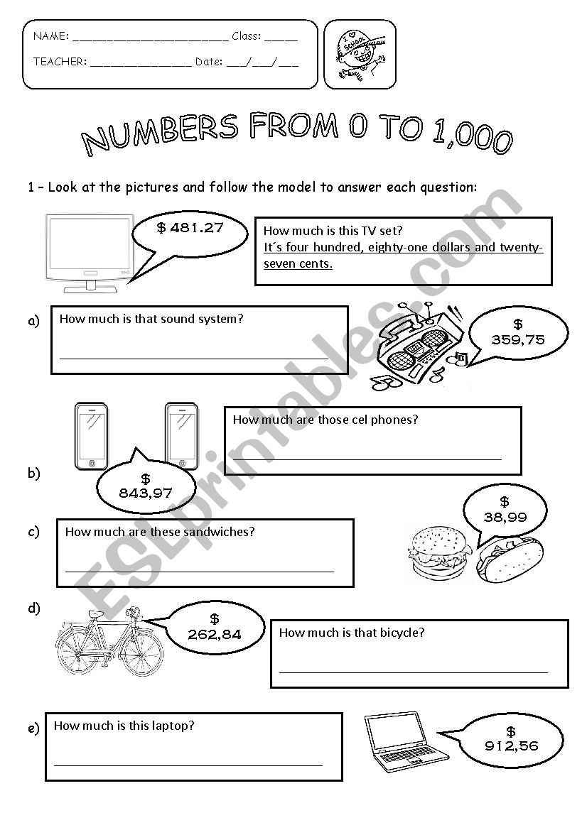 How much is / are ...? worksheet