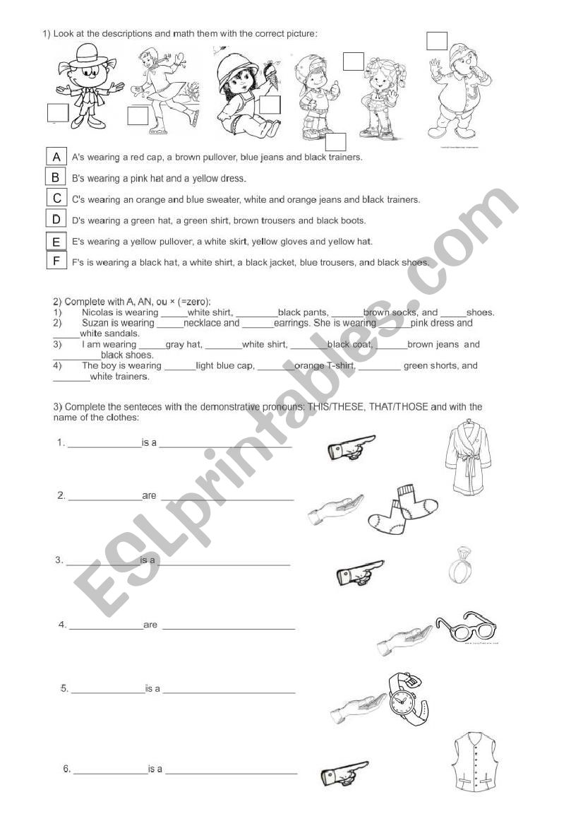 Describing clothes worksheet