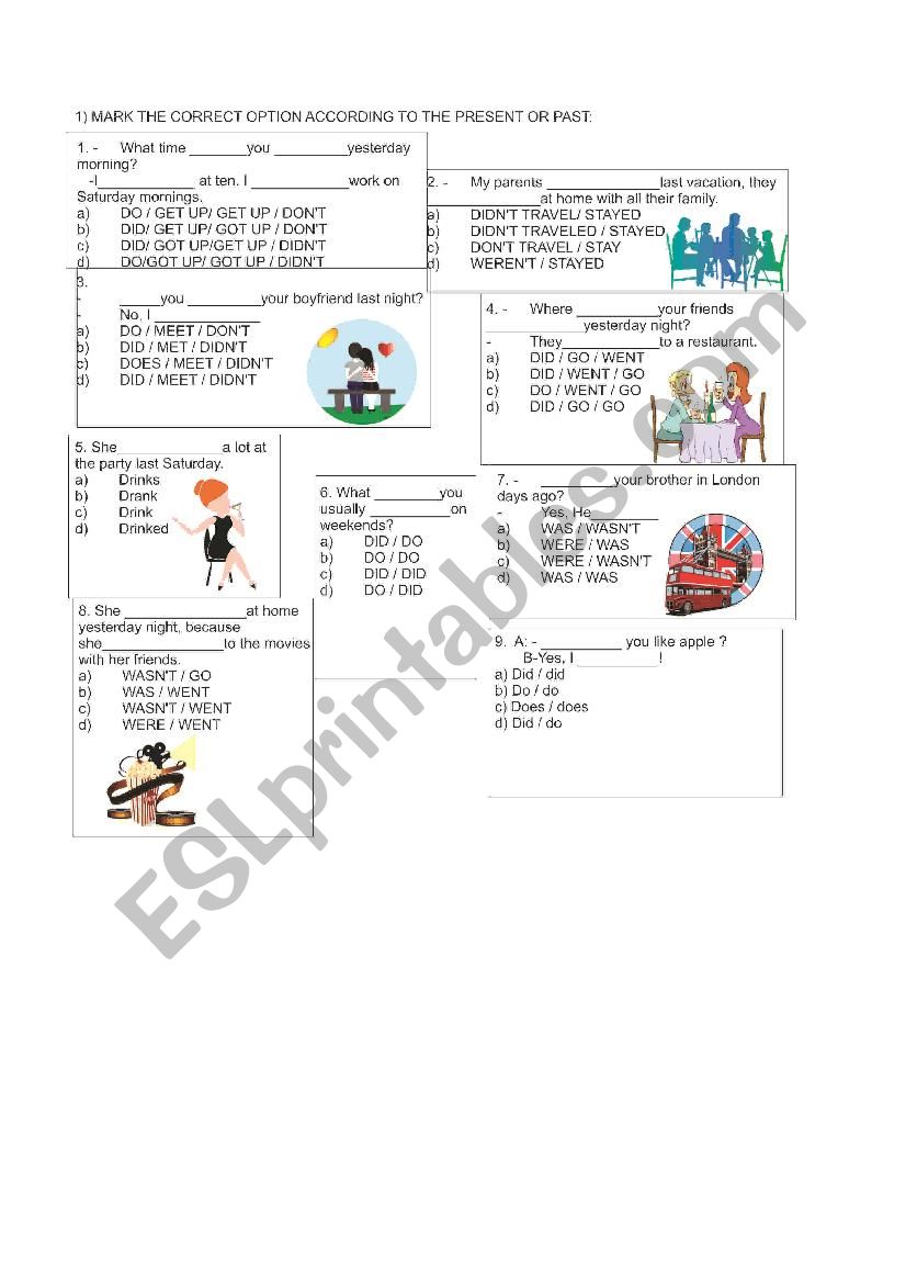 Test simple present X simple past