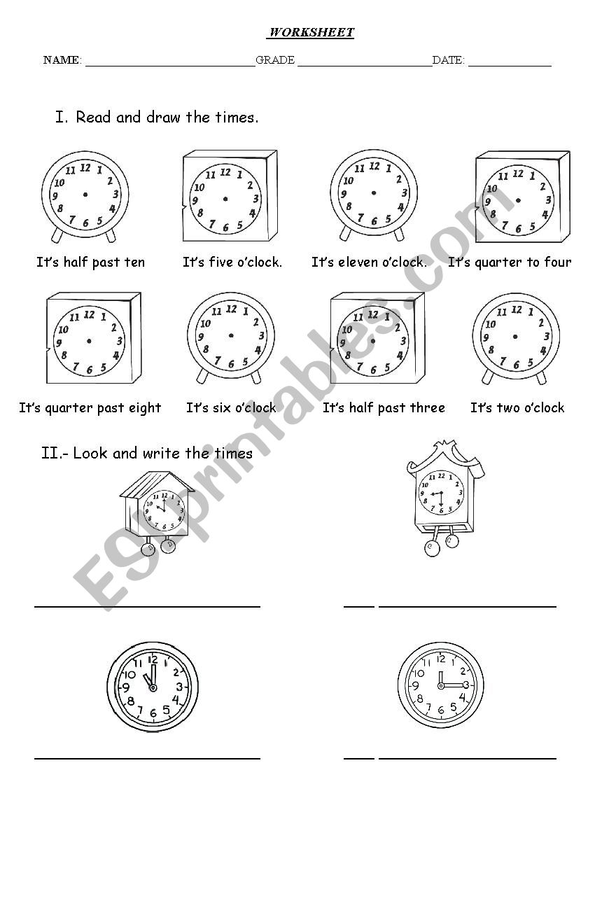 THE TIME worksheet