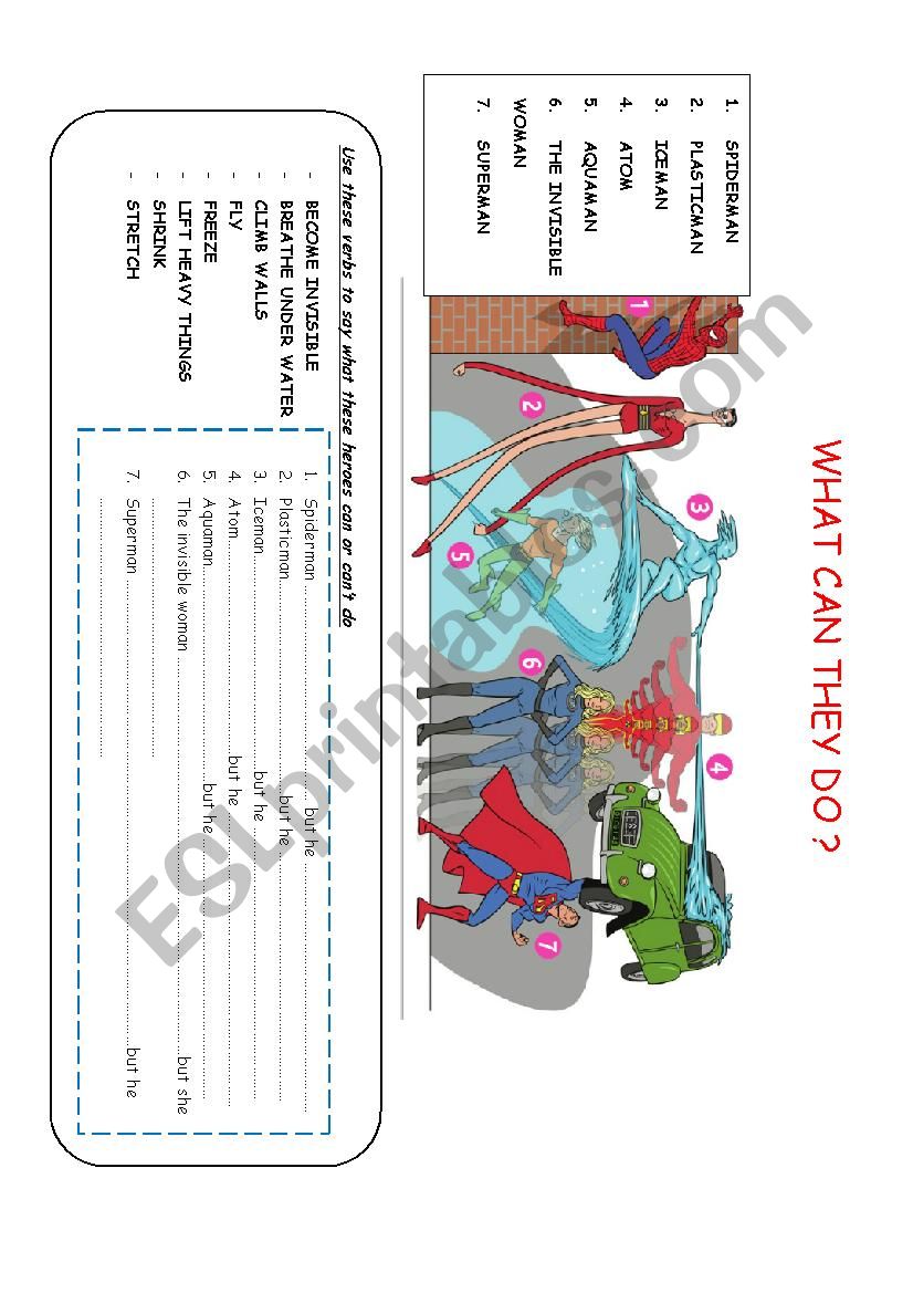 Superheroes abilities : CAN / CANÂ´T