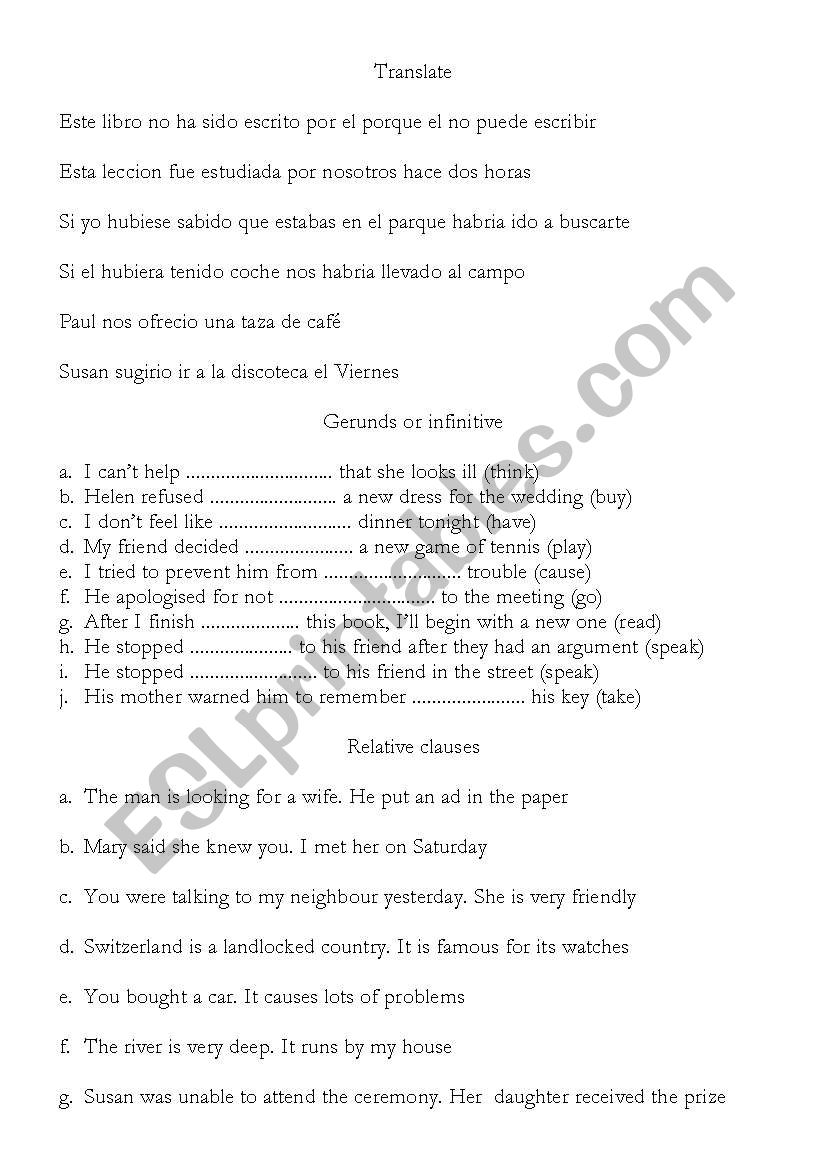 grammar exercises  worksheet