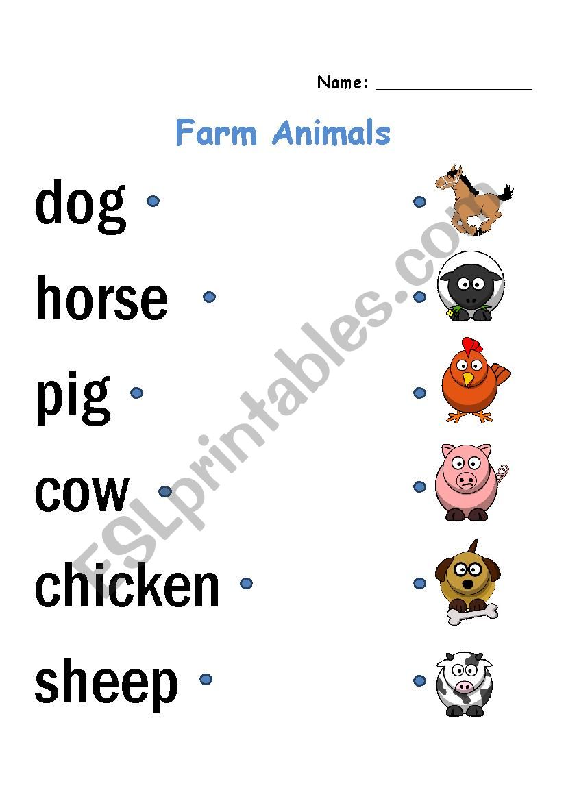 Farm Animals Worksheet & Cards
