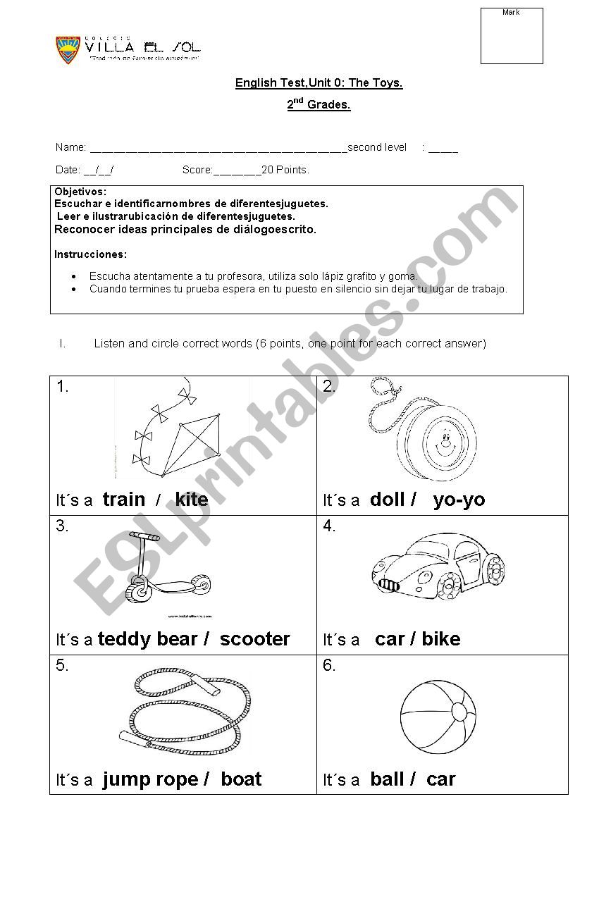 second grade quiz worksheet