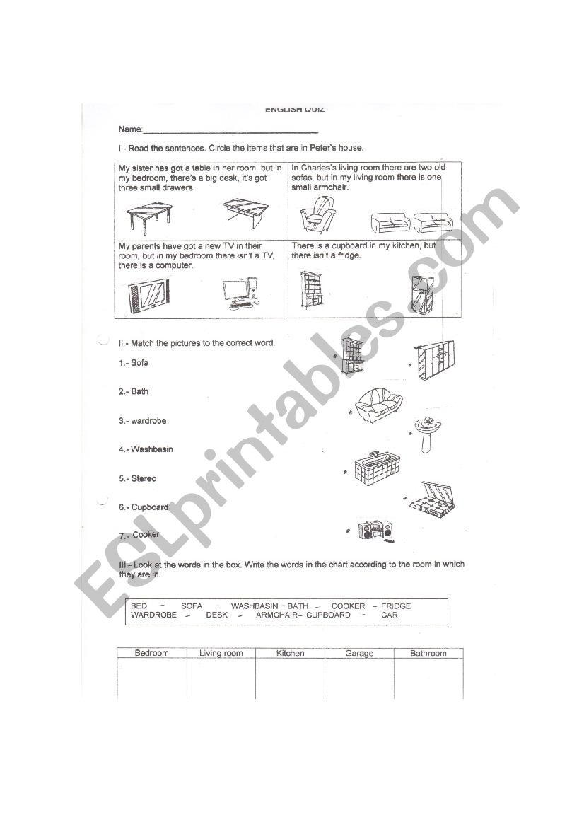 house worksheet