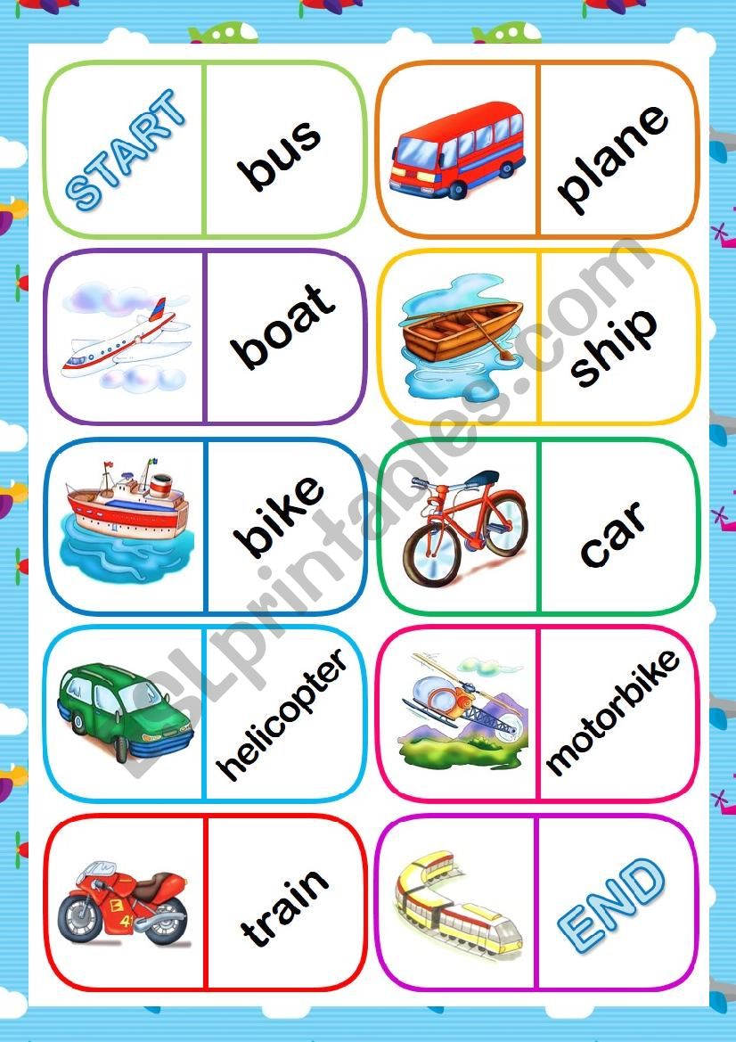 Transports domino worksheet