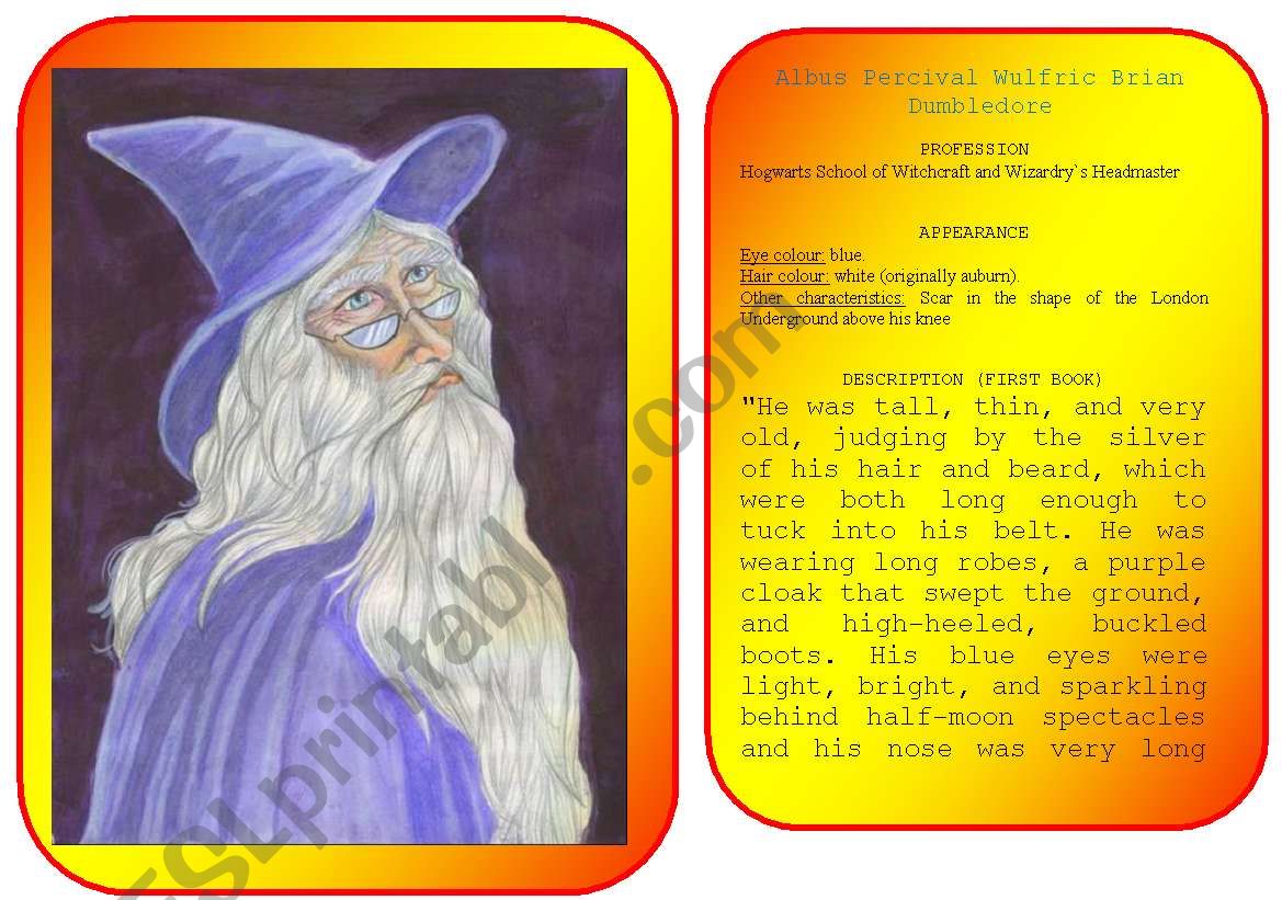 Harry Potters characters flashcards (pictures and profiles) - part 2 / 5