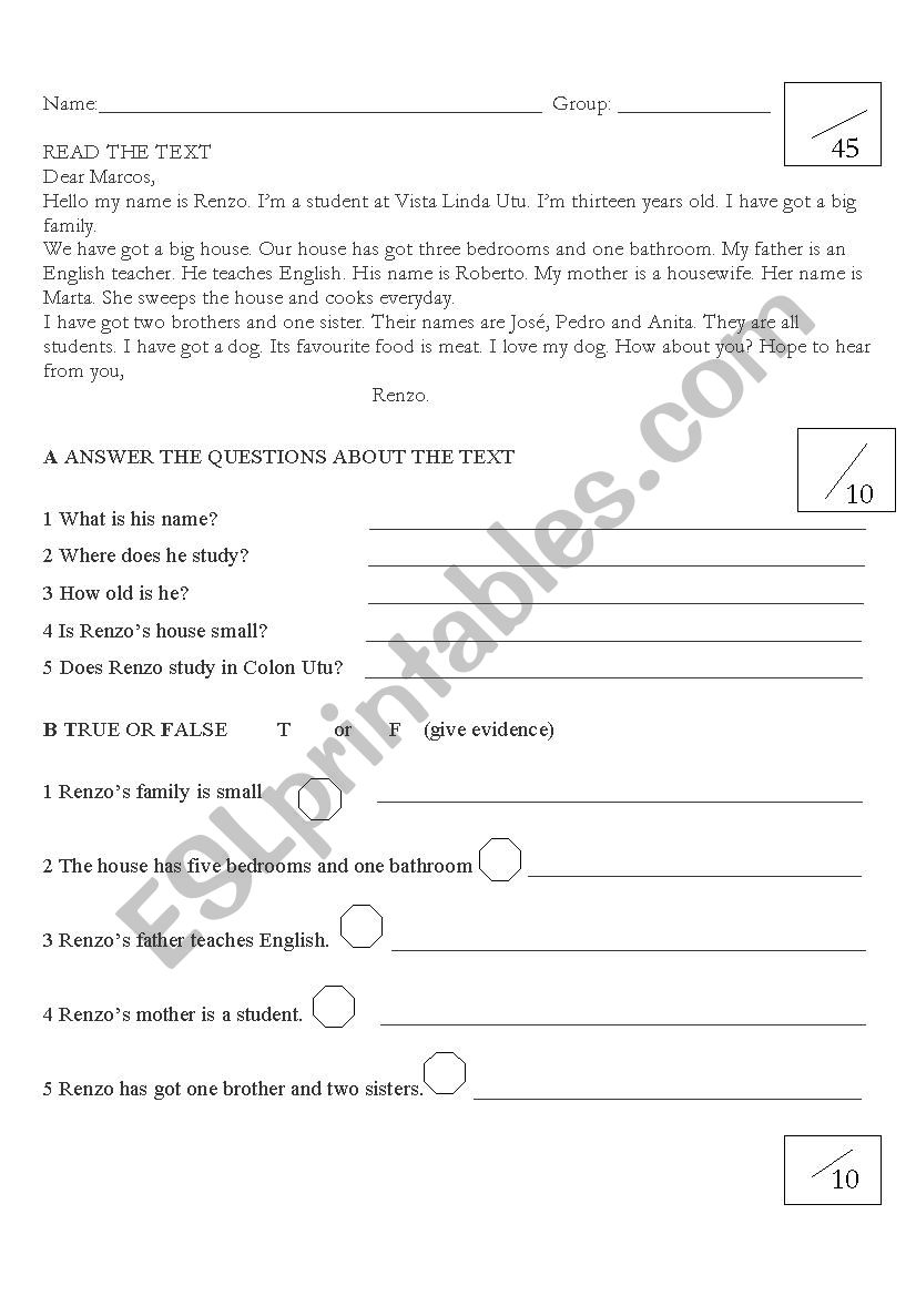 test about basic topics worksheet