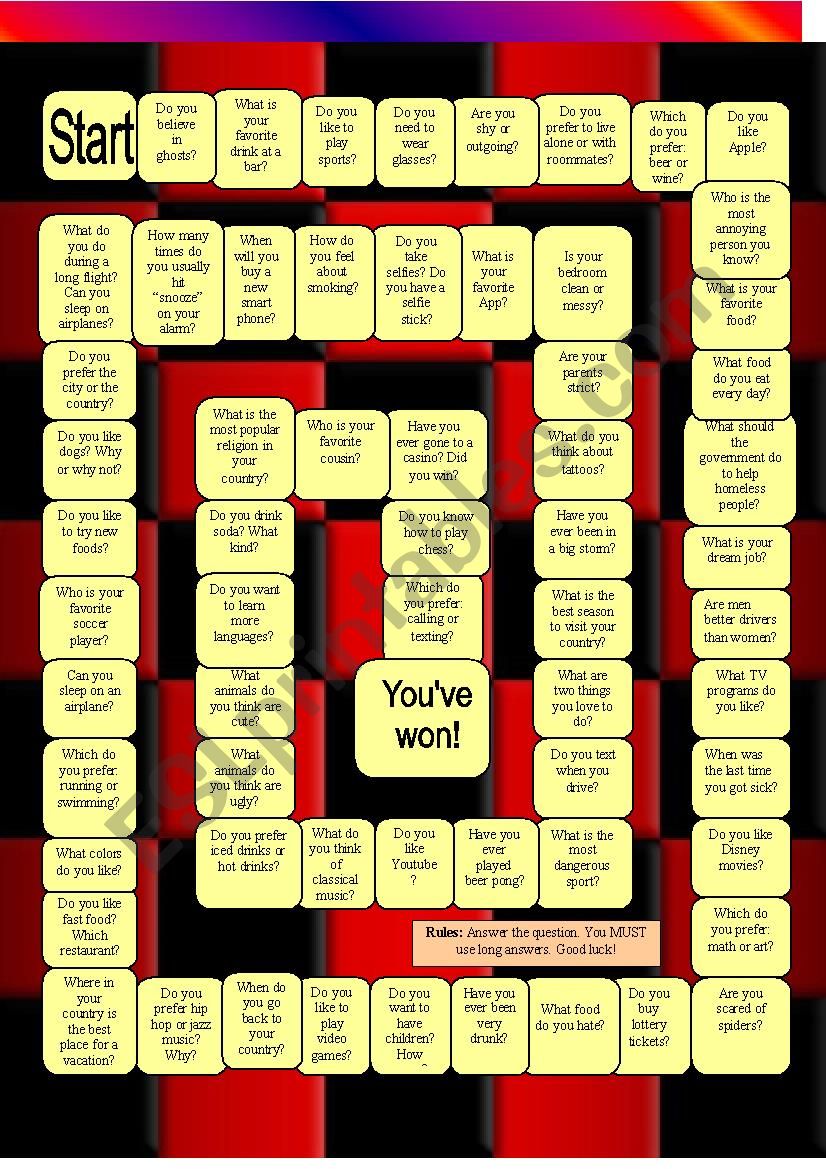 Double-Sided Speaking Board Game #2