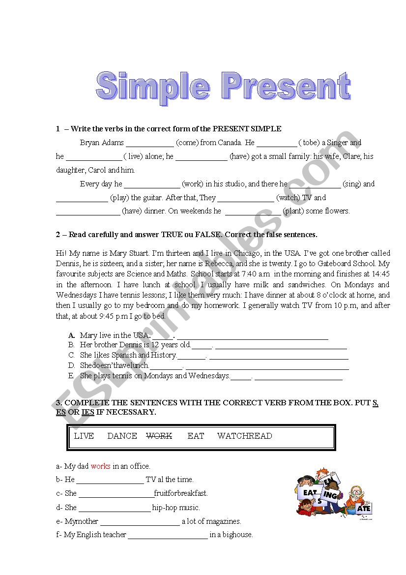 SIMPLE PRESENT worksheet