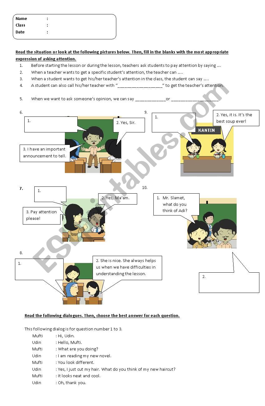 Daily Test  worksheet