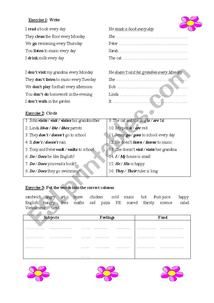 Write worksheet