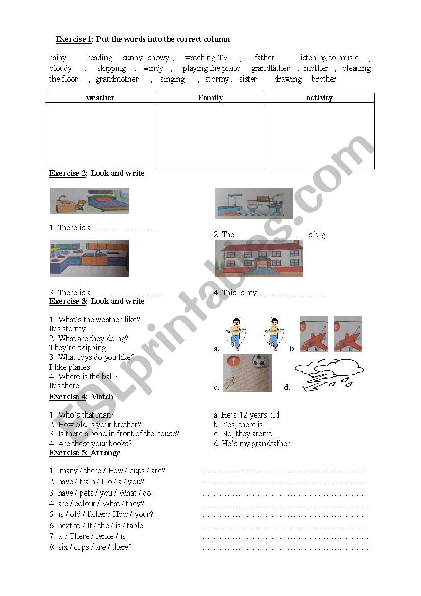 Exercise worksheet