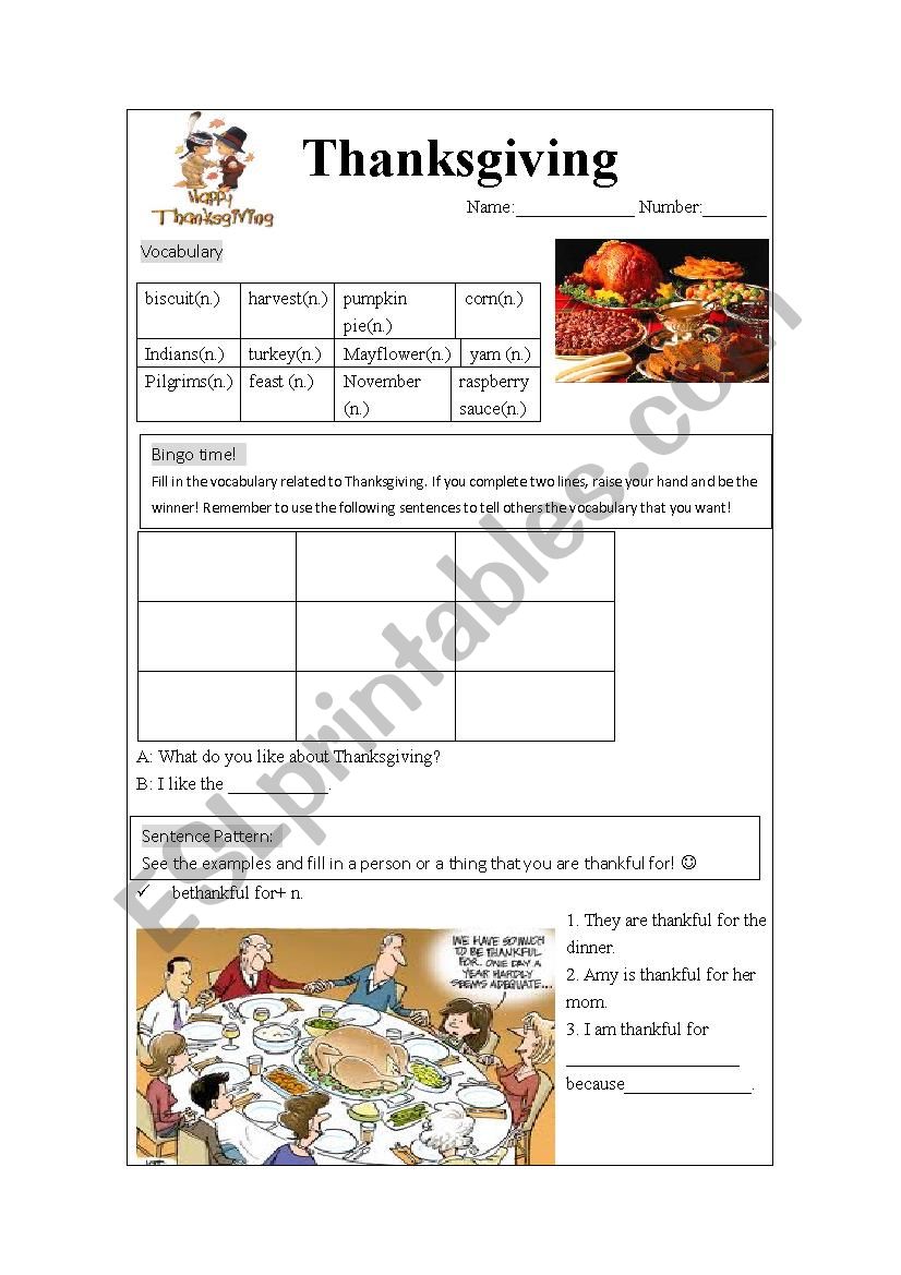 Thanksgiving worksheet