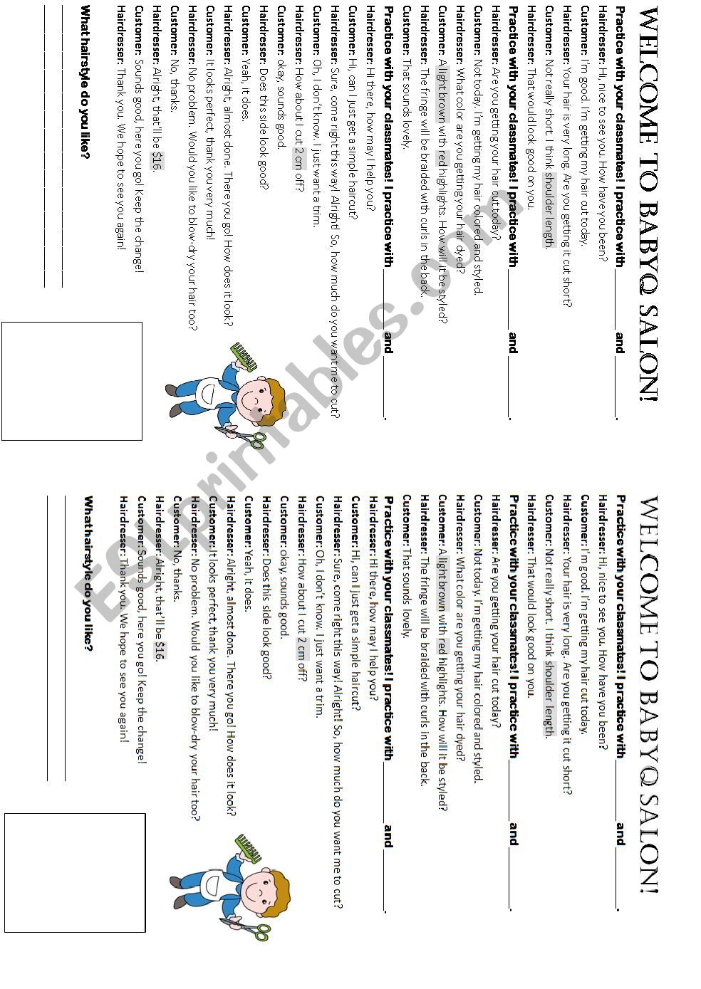 Hair salon conversation  worksheet