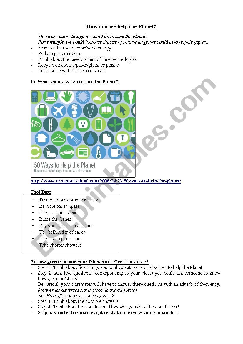 how to save the planet worksheet