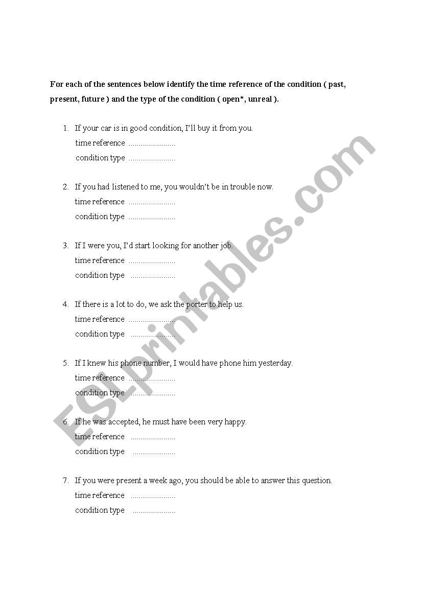 identify the time reference of the condition