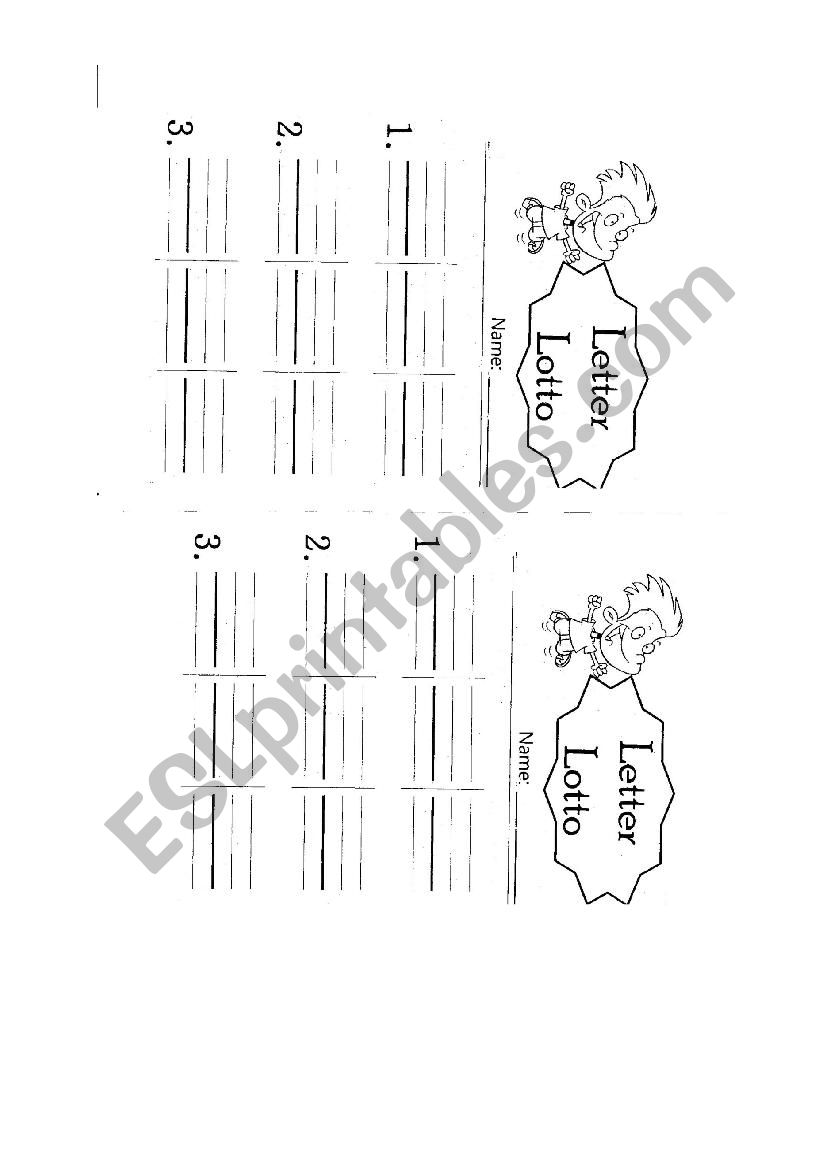 letter lotto worksheet worksheet