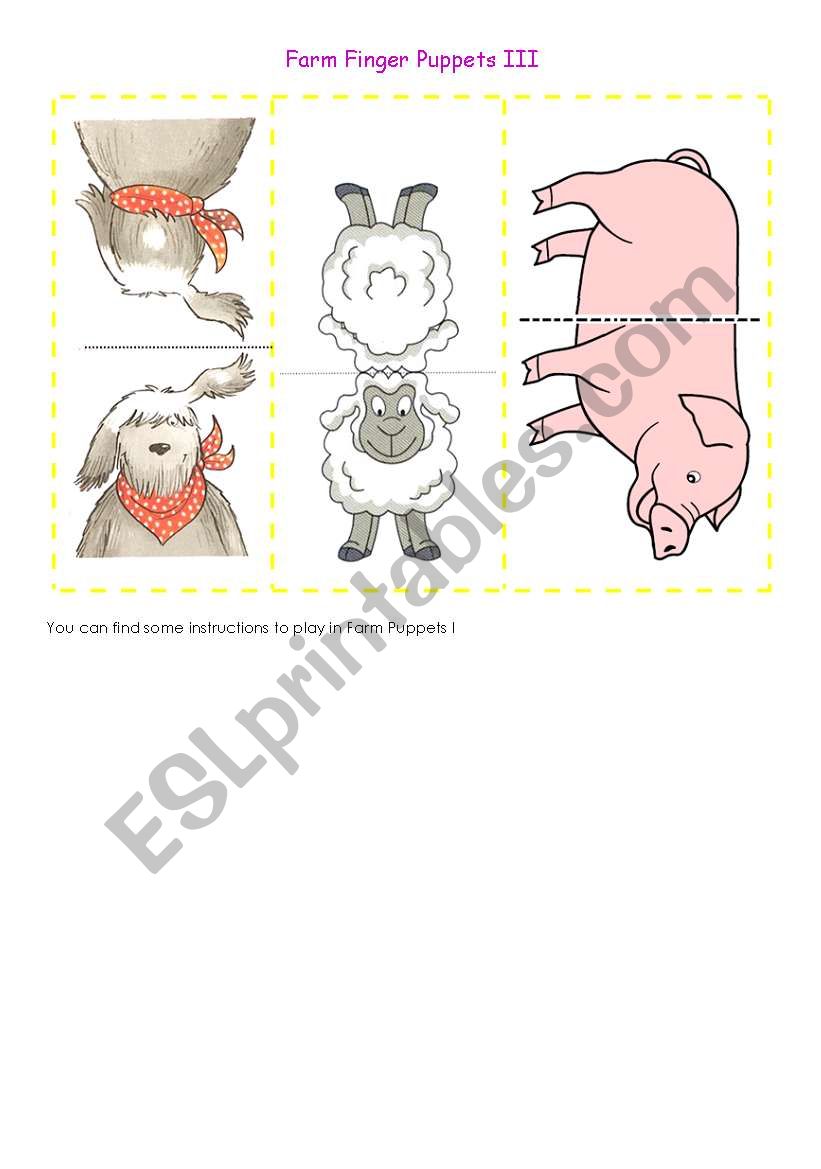 Fingers Farm Puppets III worksheet