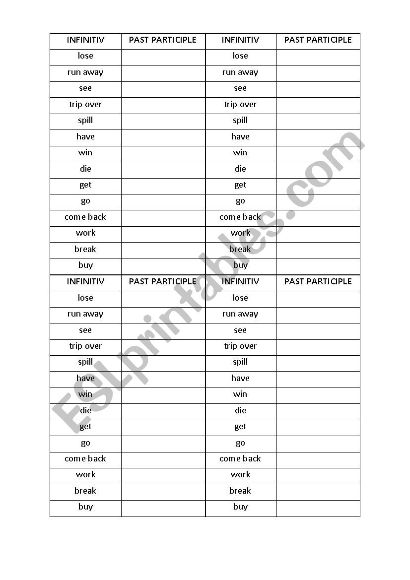 Present Perfect miming worksheet