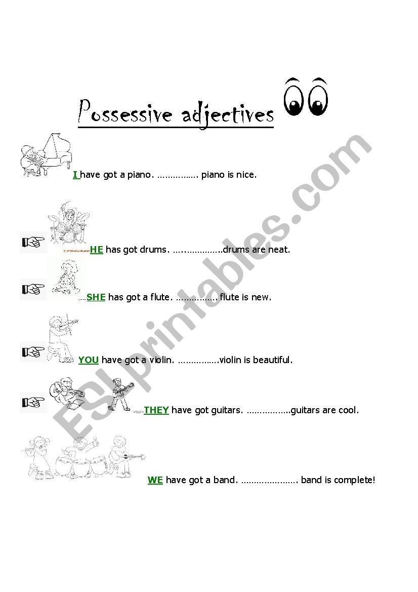 Possessive adjectives worksheet