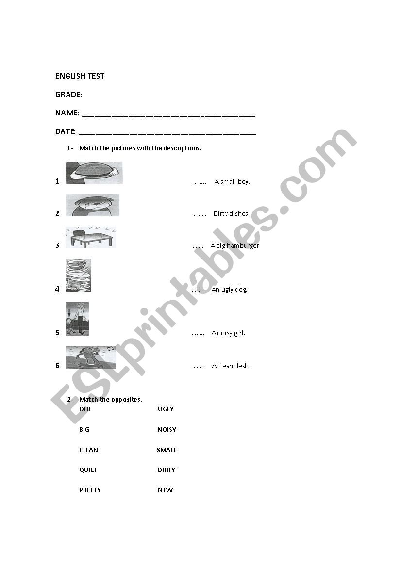 Descriptive adjectives worksheet