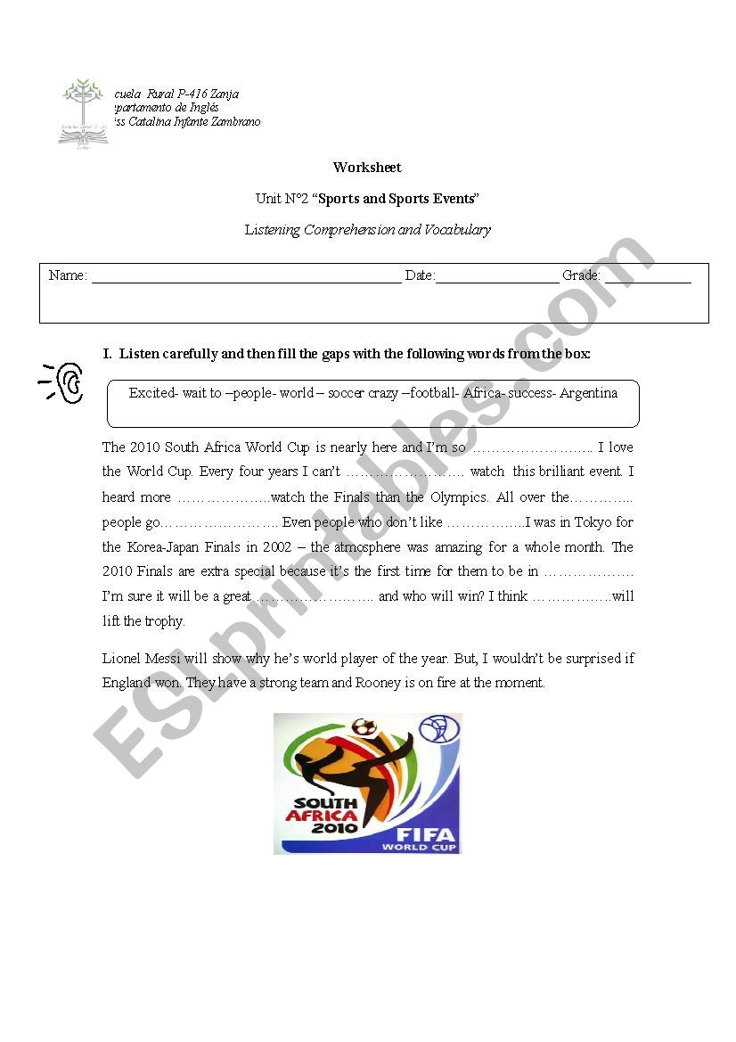 World cup worksheet worksheet