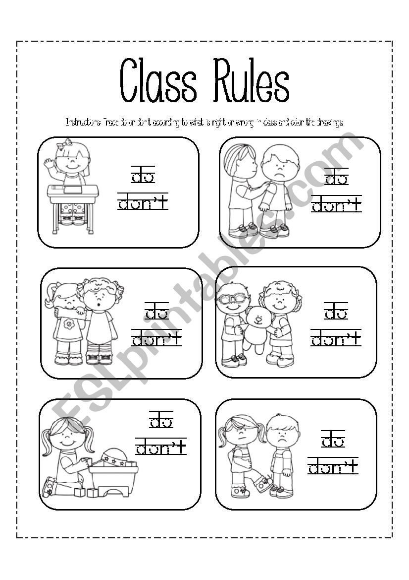 class rules worksheet