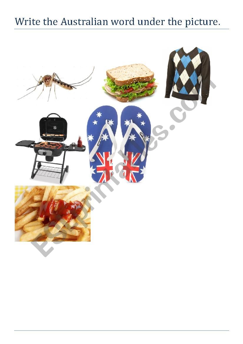 Australian Slang Song  worksheet