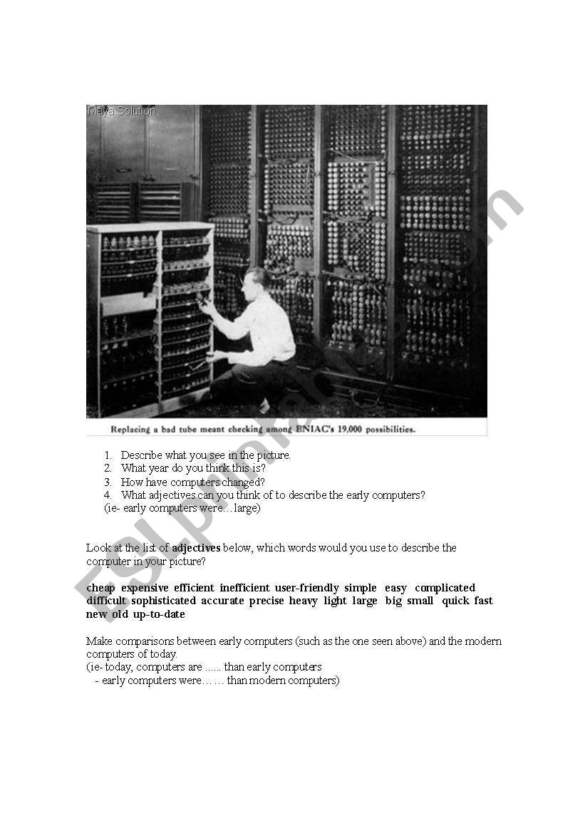 Computer comparables worksheet