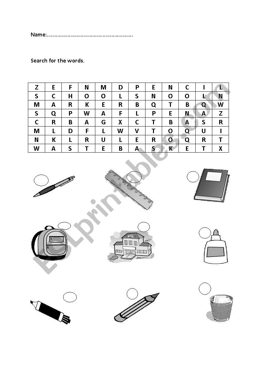 Classroom Object  worksheet