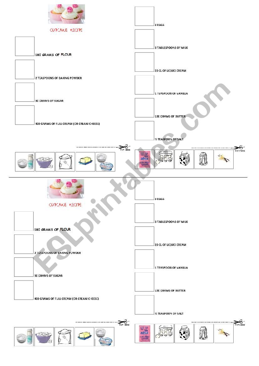 Cupcake recipe - ingredients 1/2