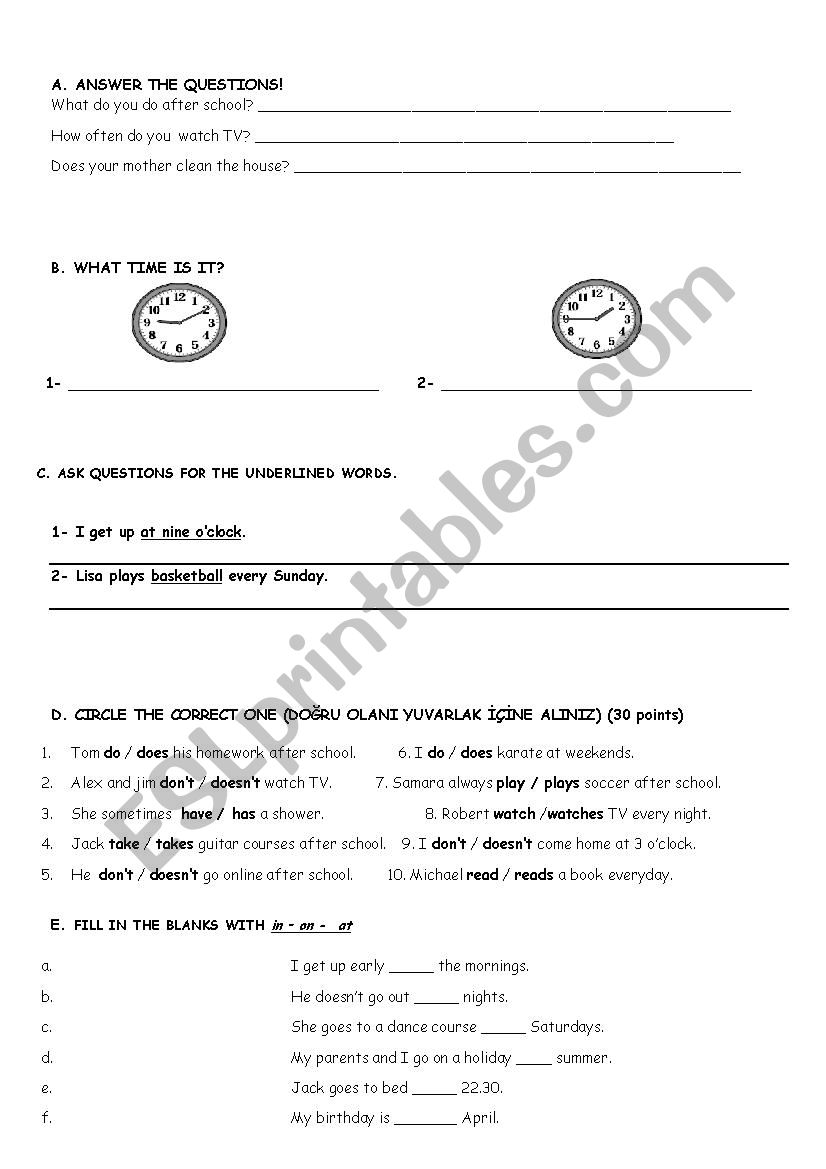 worksheet worksheet