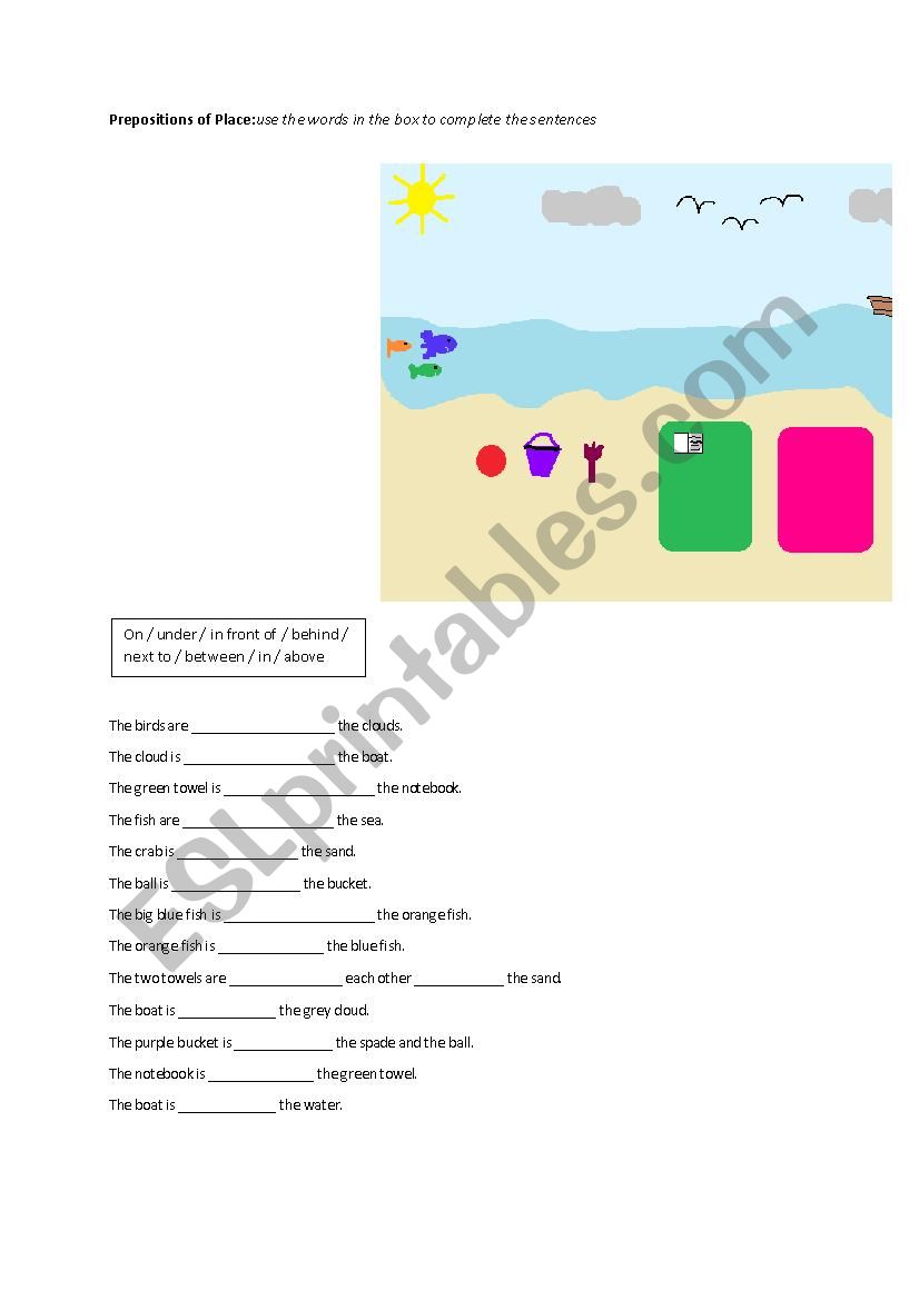 Prepositions of Place worksheet