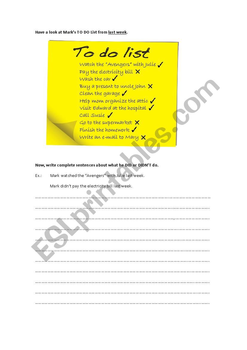 Simple Past activity worksheet