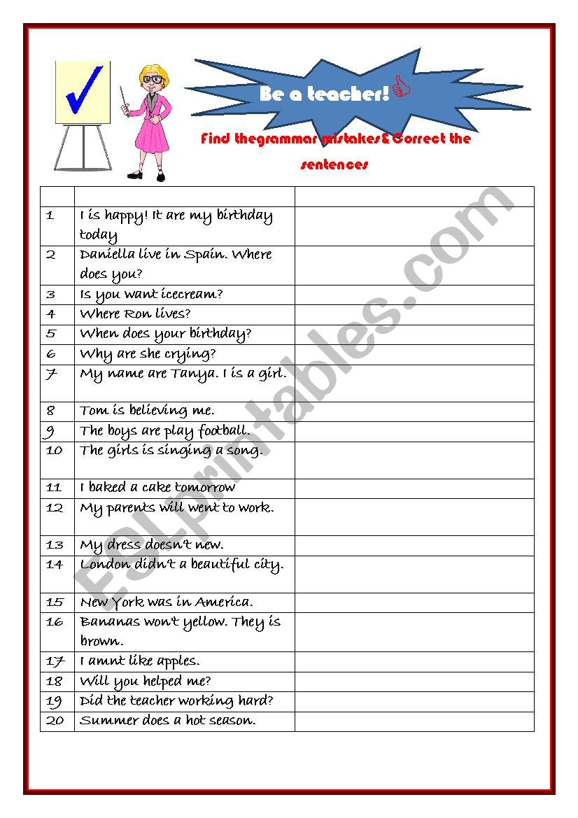 Be a teacher! worksheet