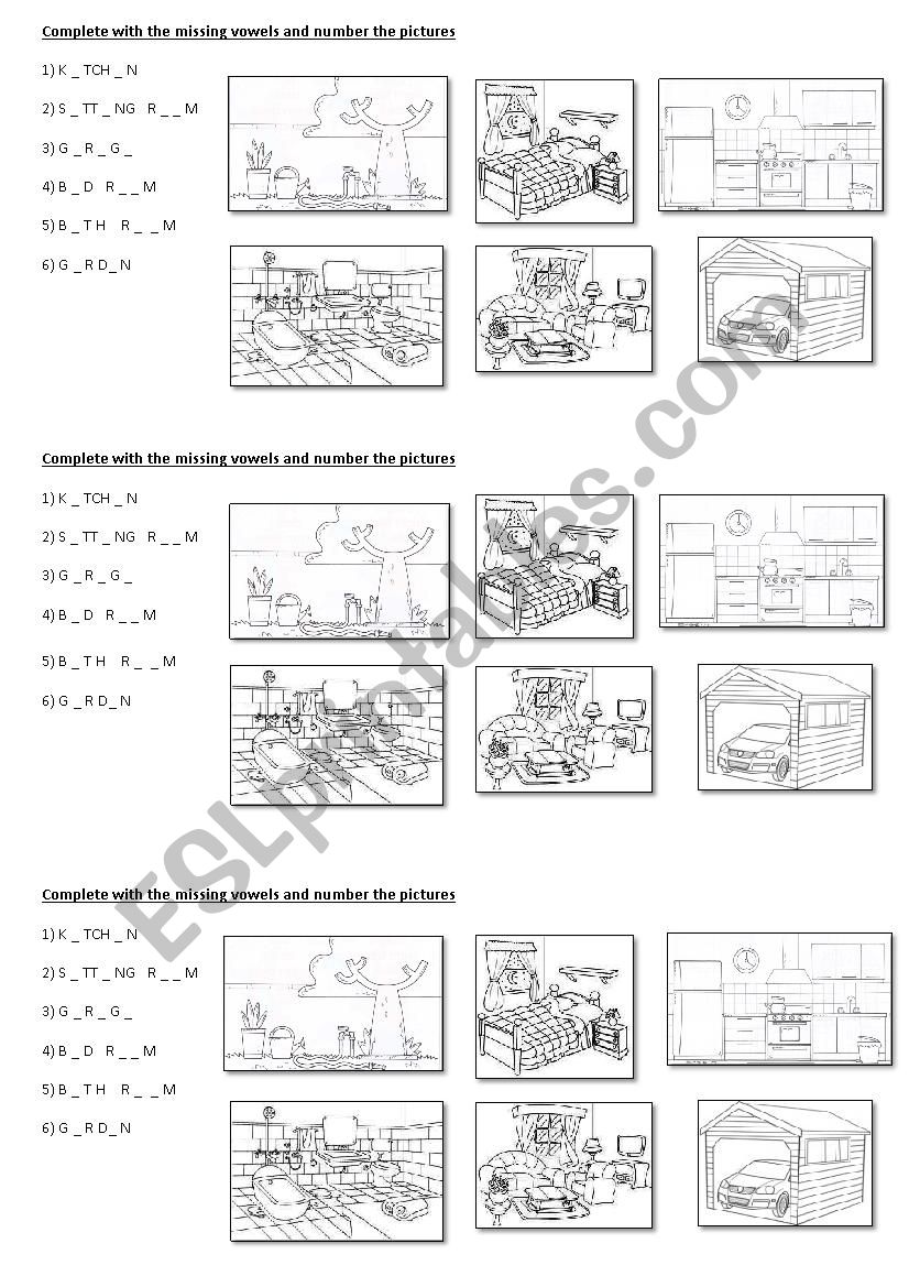 Parts of the house worksheet