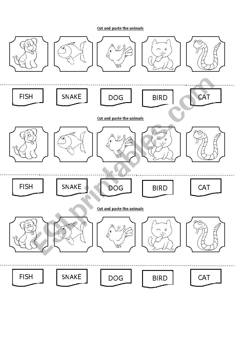 Cut and paste these animals worksheet