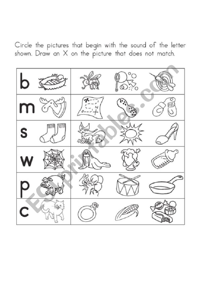 Circle beginning sounds worksheet