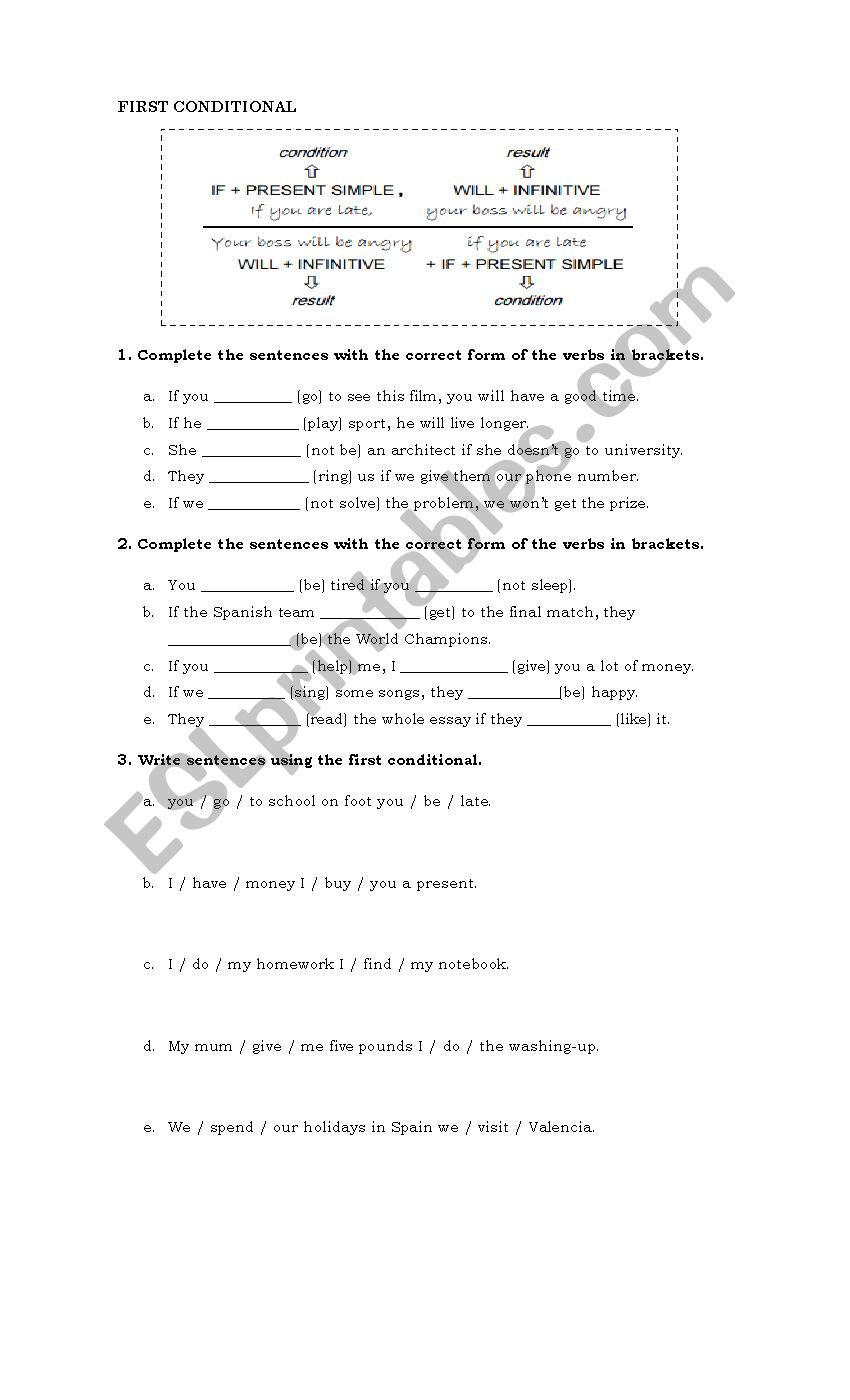 first conditional worksheet