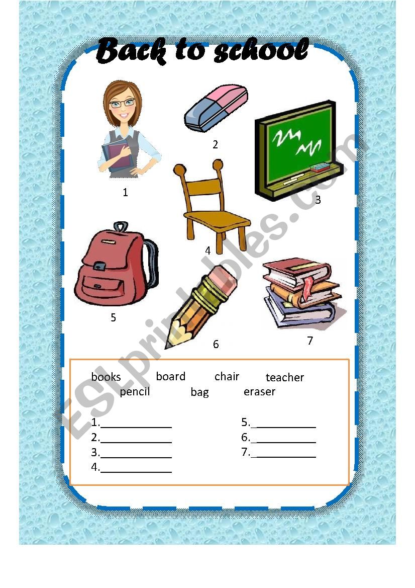 back to school worksheet