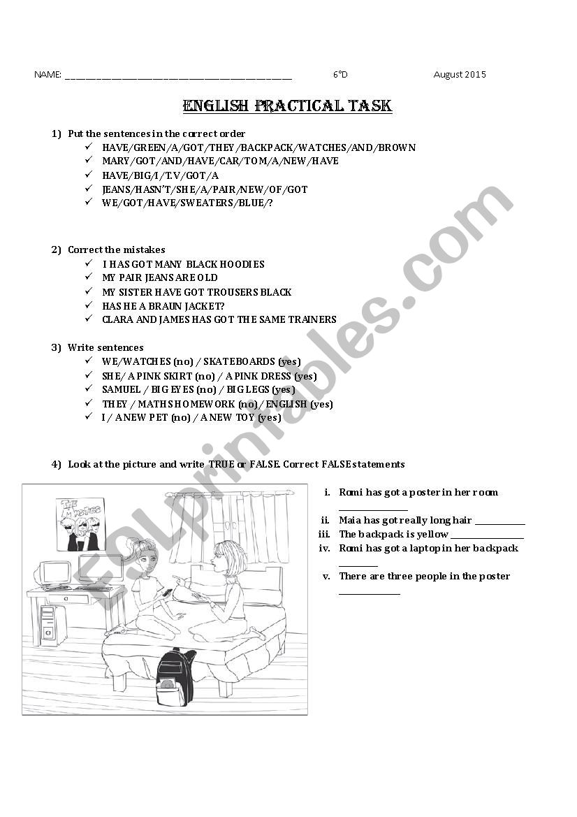 have got / has got worksheet