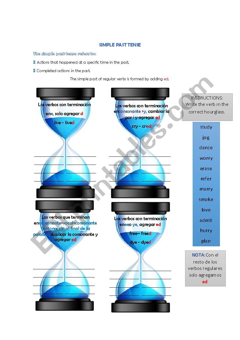 Regular verbs in past worksheet