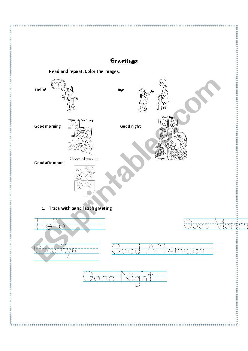 Greetings worksheet