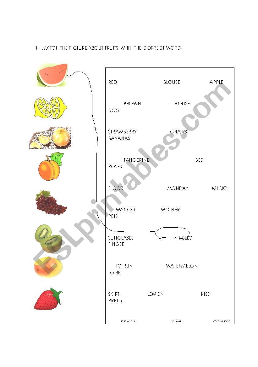 FRUIT WORKSHEET worksheet