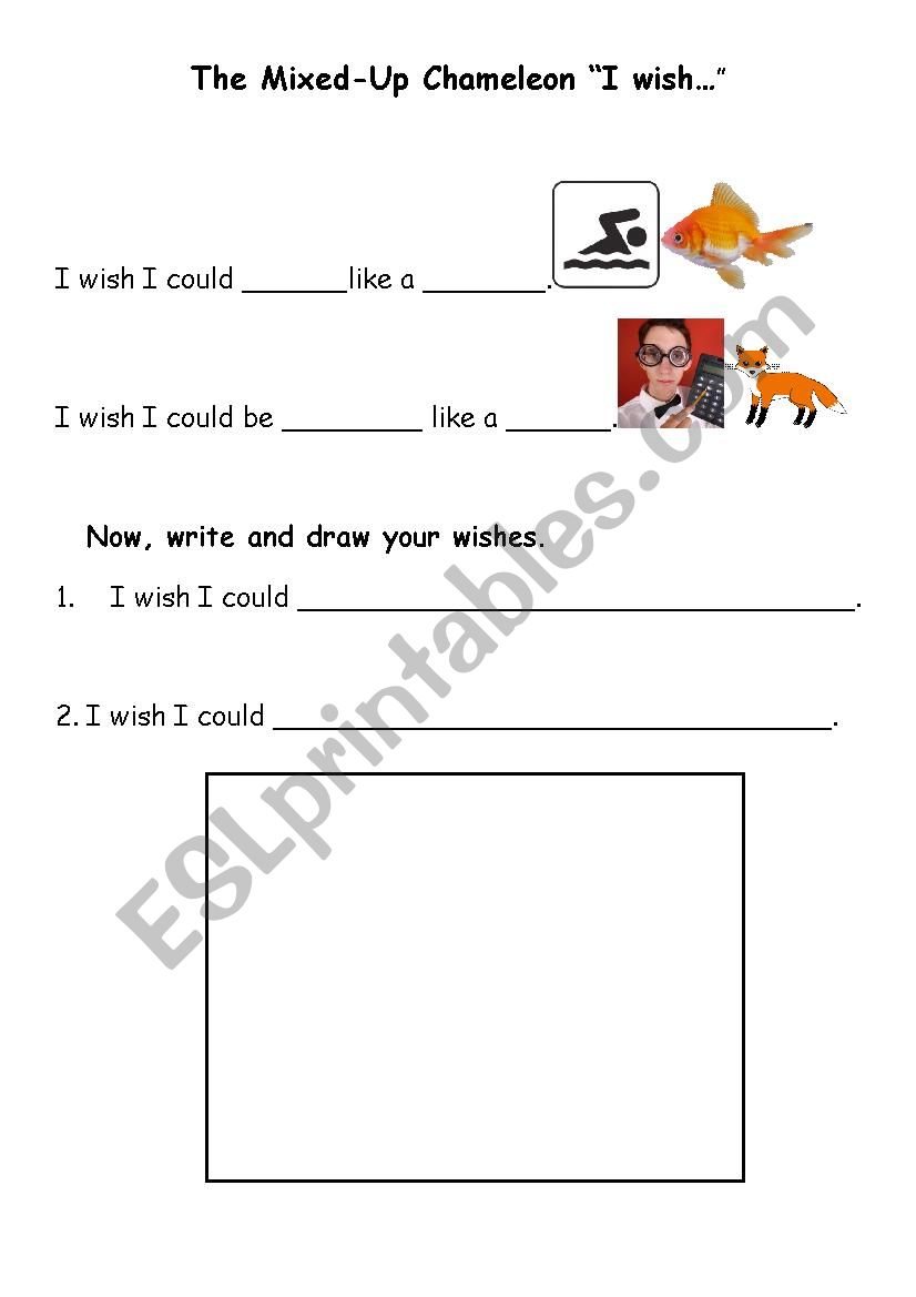 The Mixed Up Chameleon - I wish worksheet