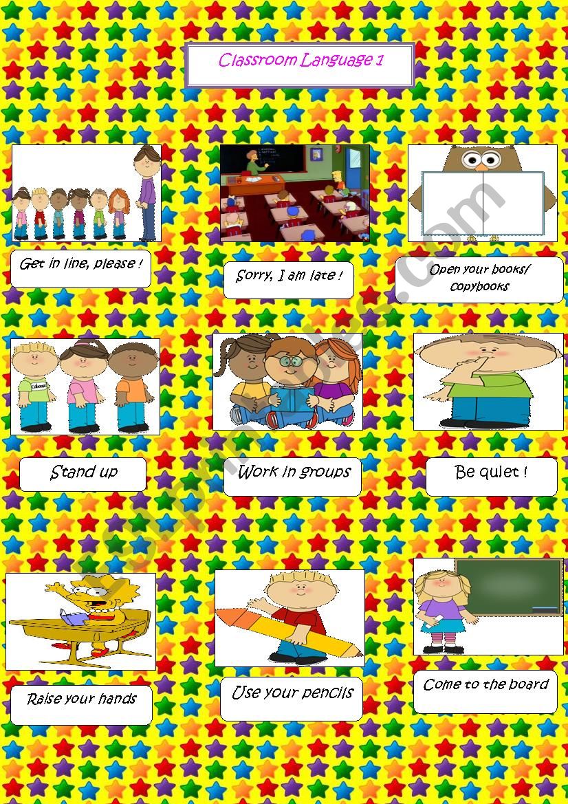 classroom language part 1 worksheet