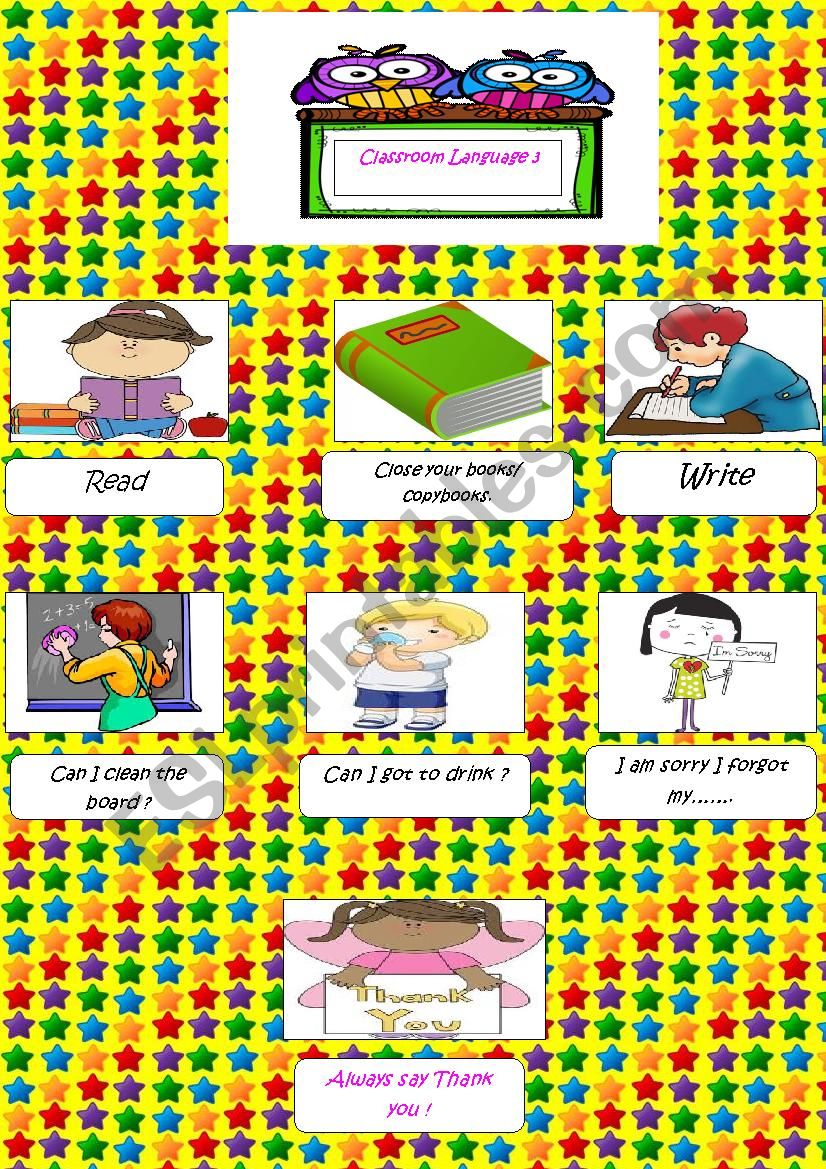 classroom language part 3 worksheet