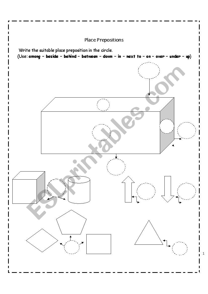 Place Prepositions worksheet