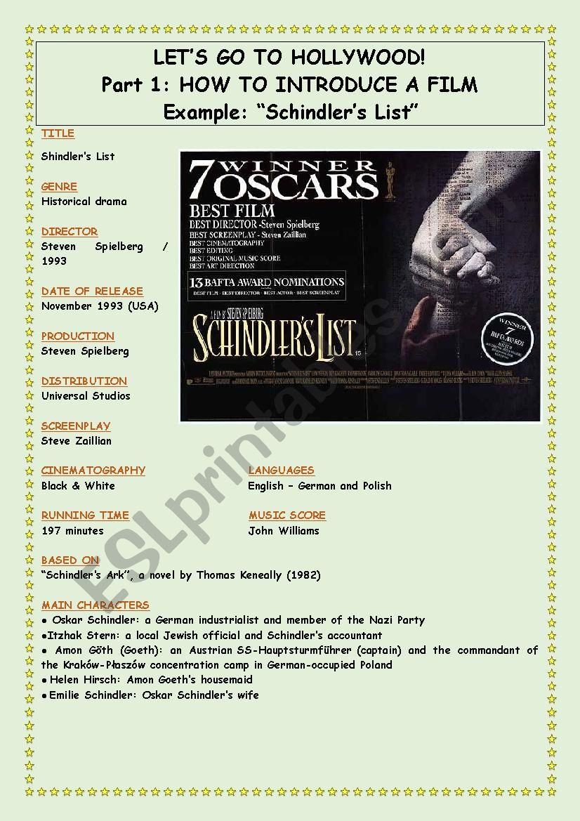 LetÂ´s Go To Hollywood - Part 1 - SchindlerÂ´s List - Introduce the film